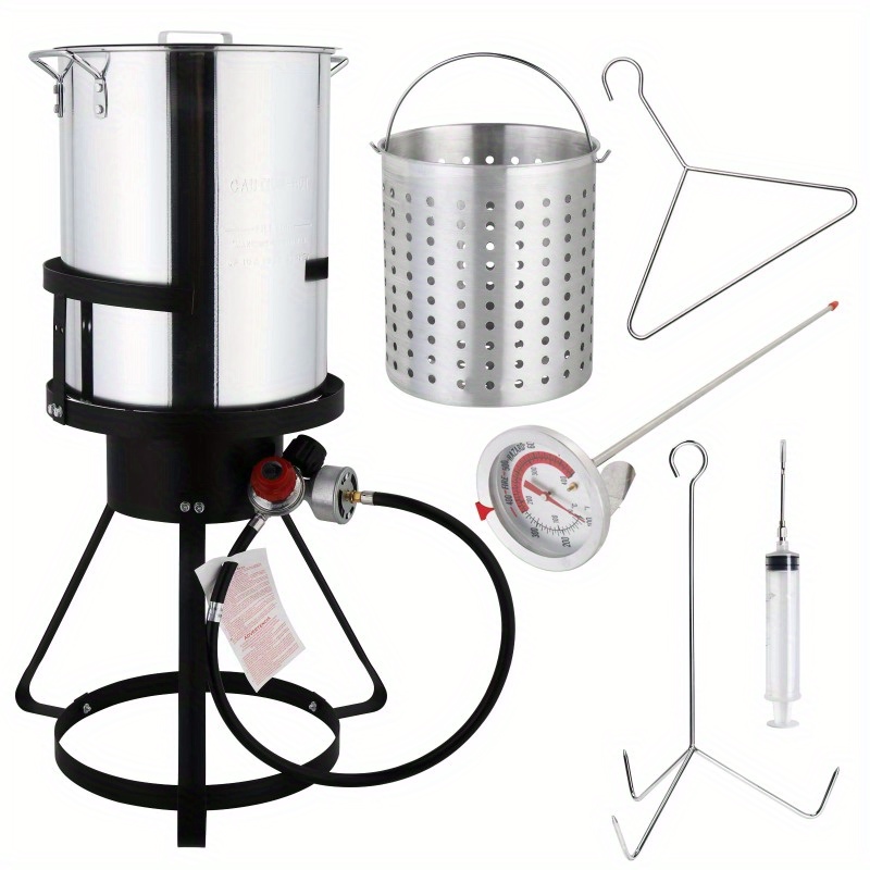 Outdoor Camping Stove - 30QT Stainless Steel Turkey Fryer with