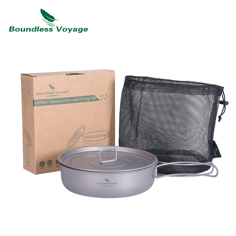Outdoor Camping Griddle - Boundless Voyage Titanium Frying Pan Non-Stick