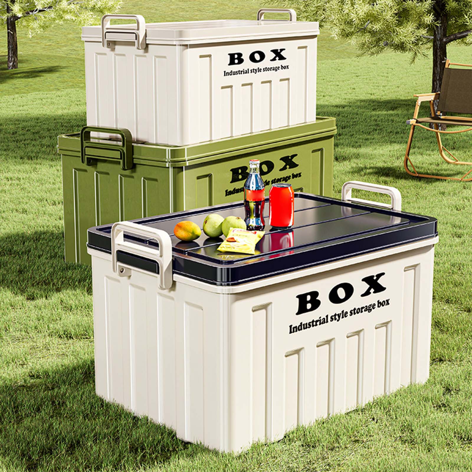 Outdoor Camping Folding Storage Box - Large Capacity Stackable Lidded Storage Bin