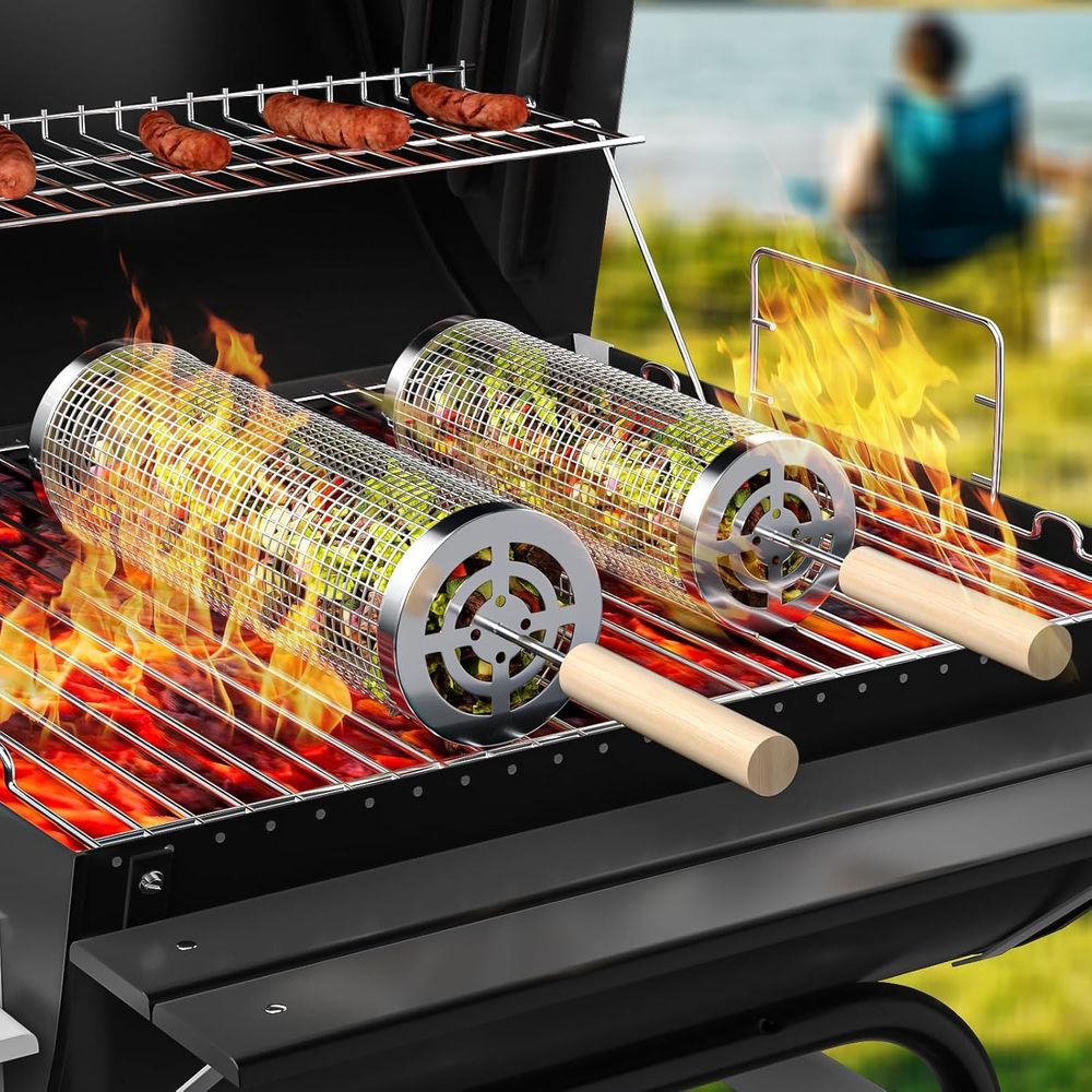 Outdoor Camping Bbq - Set of 2 Stainless Steel BBQ