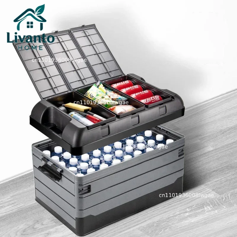 Outdoor Camping Folding Storage Box - 70L Car Trunk Storage Box Double