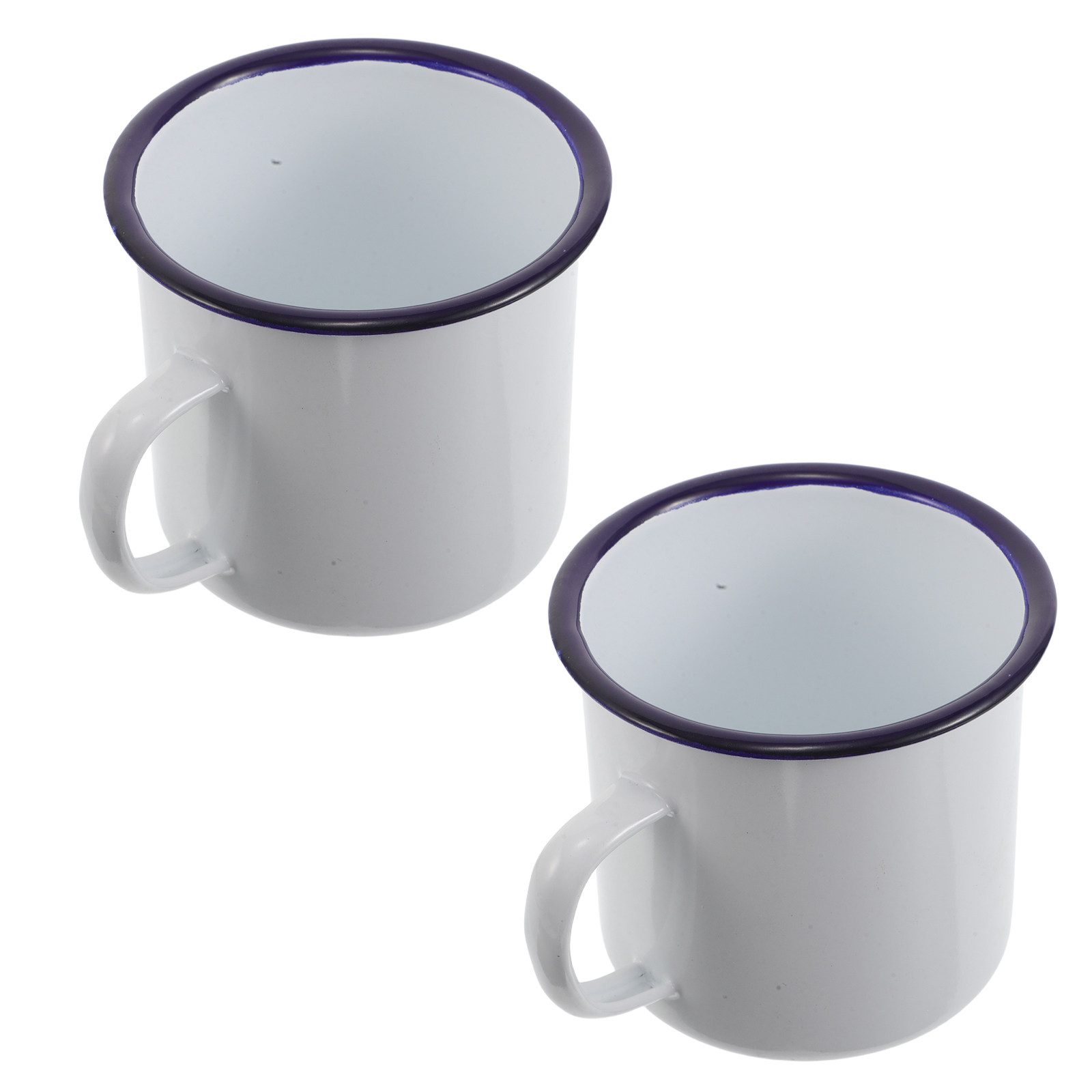 Outdoor Camping In Winter - 2Pcs Enamel Coffee Mug Set Retro