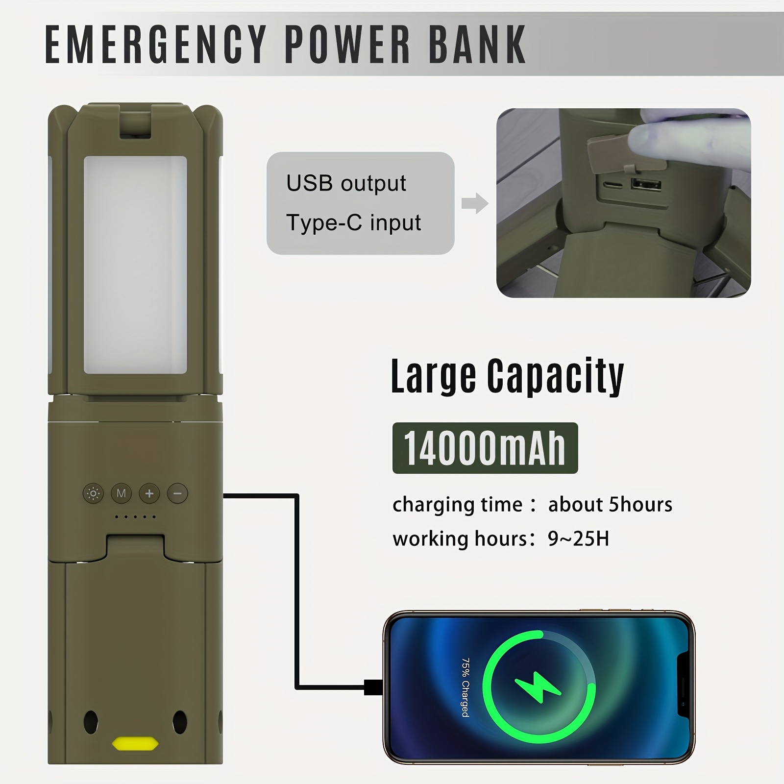 Camping Lantern, 14000mAh Rech - Outdoor Camping Lights recensione e prezzo