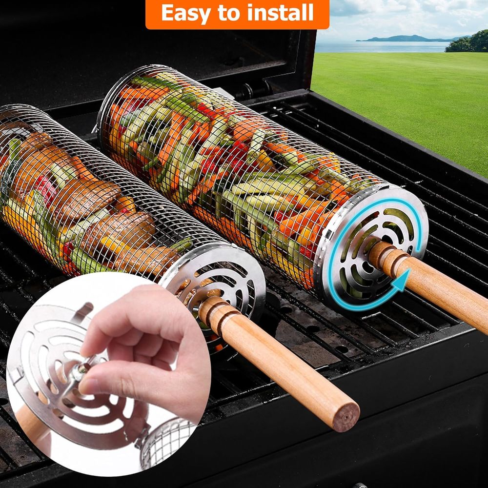 Large Round Stainless Steel Gr - Outdoor Camping Bbq recensione e prezzo