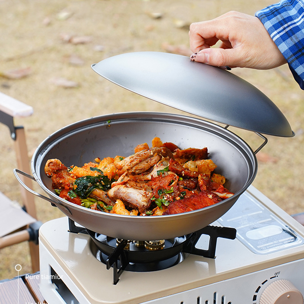 Titanium Wok Pan with Lid Doub - Outdoor Camping Kitchen Table recensione e prezzo