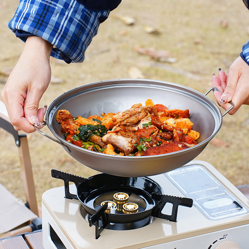 Titanium Wok Pan with Lid Doub - Outdoor Camping Kitchen Table recensione e prezzo