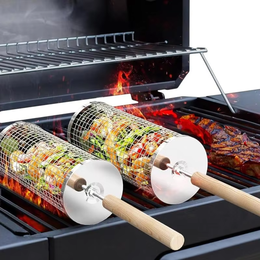 Round Barbecue Grill Basket Se - Outdoor Camping Bbq recensione e prezzo