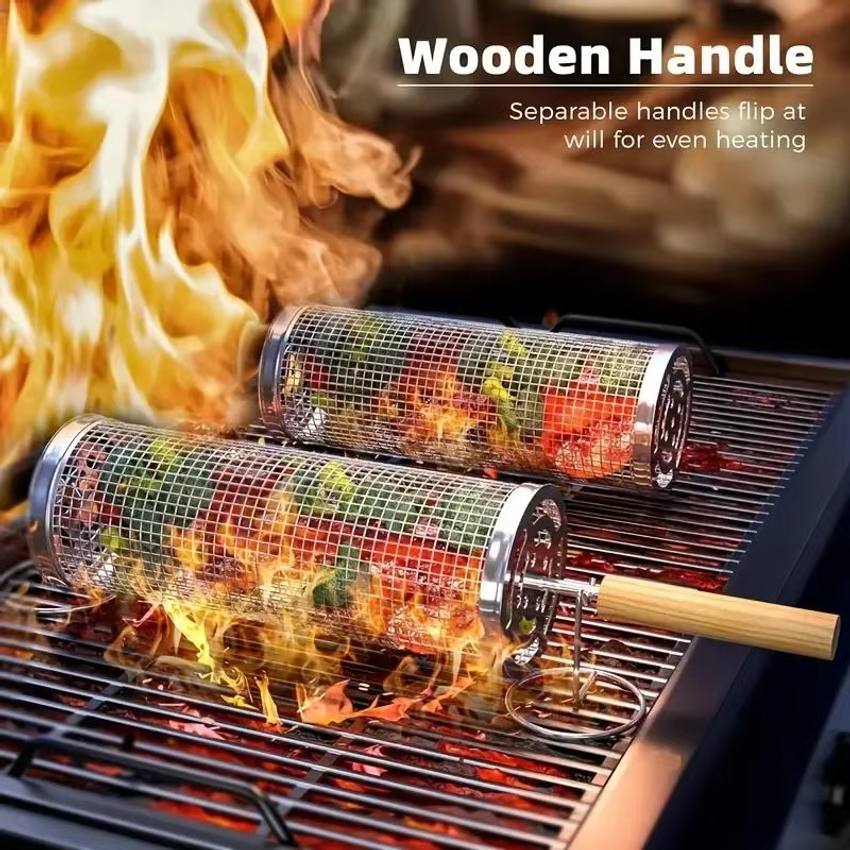Round Barbecue Grill Basket Se - Outdoor Camping Bbq recensione e prezzo