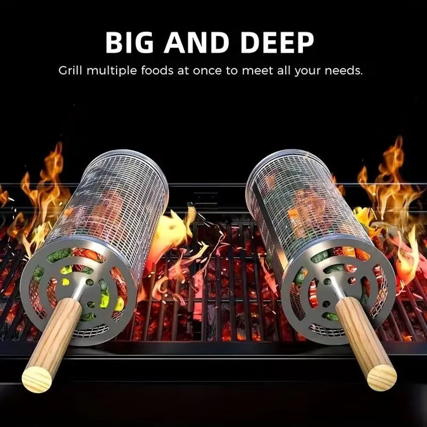 Round Barbecue Grill Basket Se - Outdoor Camping Bbq recensione e prezzo