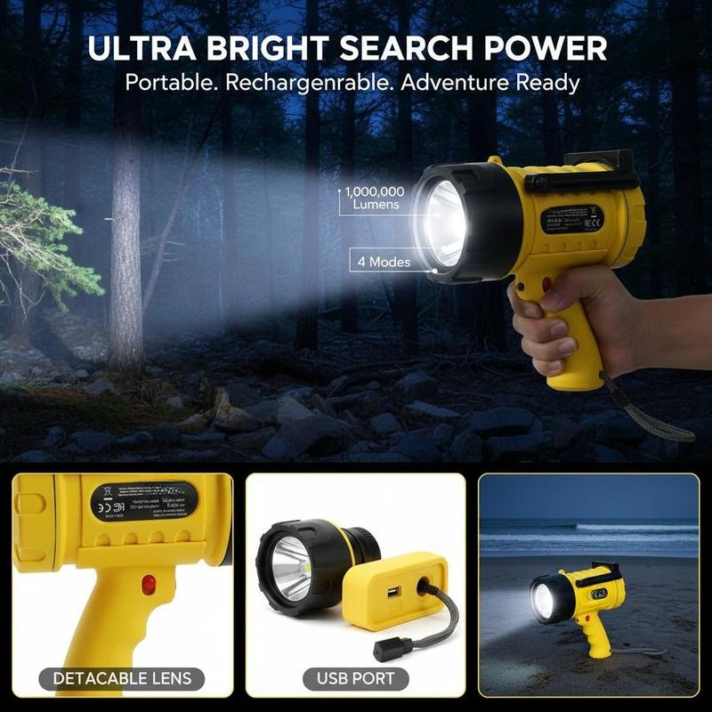 Handheld Searchlight 1000,000  - Outdoor Camping Equipment recensione e prezzo