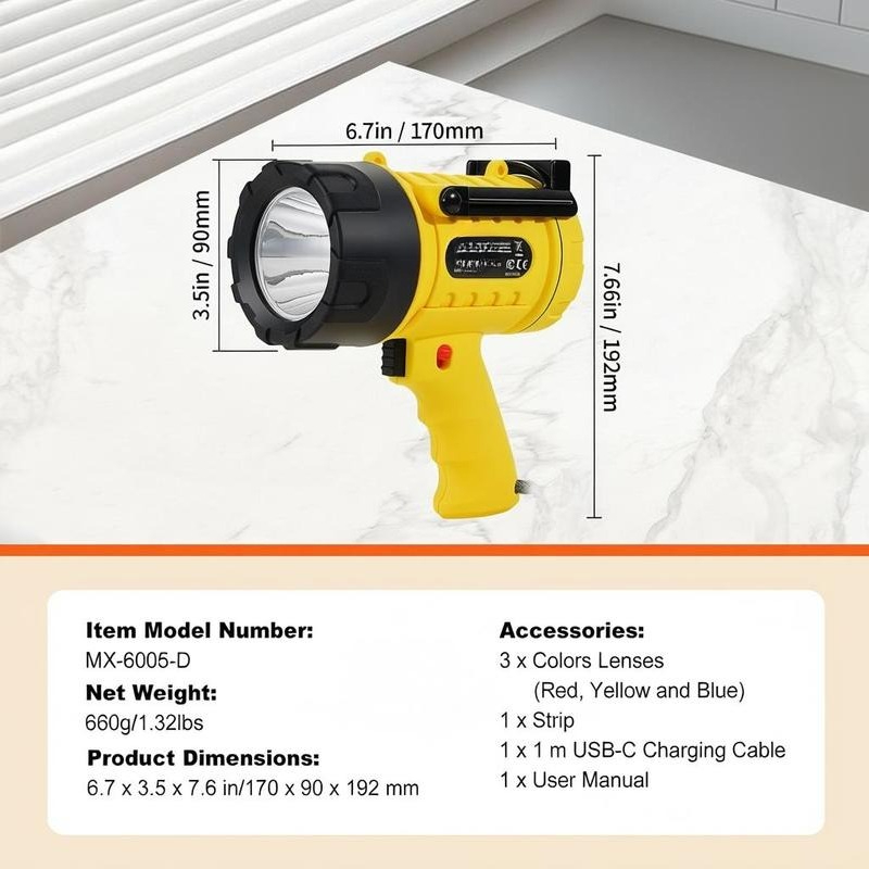 Handheld Searchlight 1000,000  - Outdoor Camping Equipment recensione e prezzo