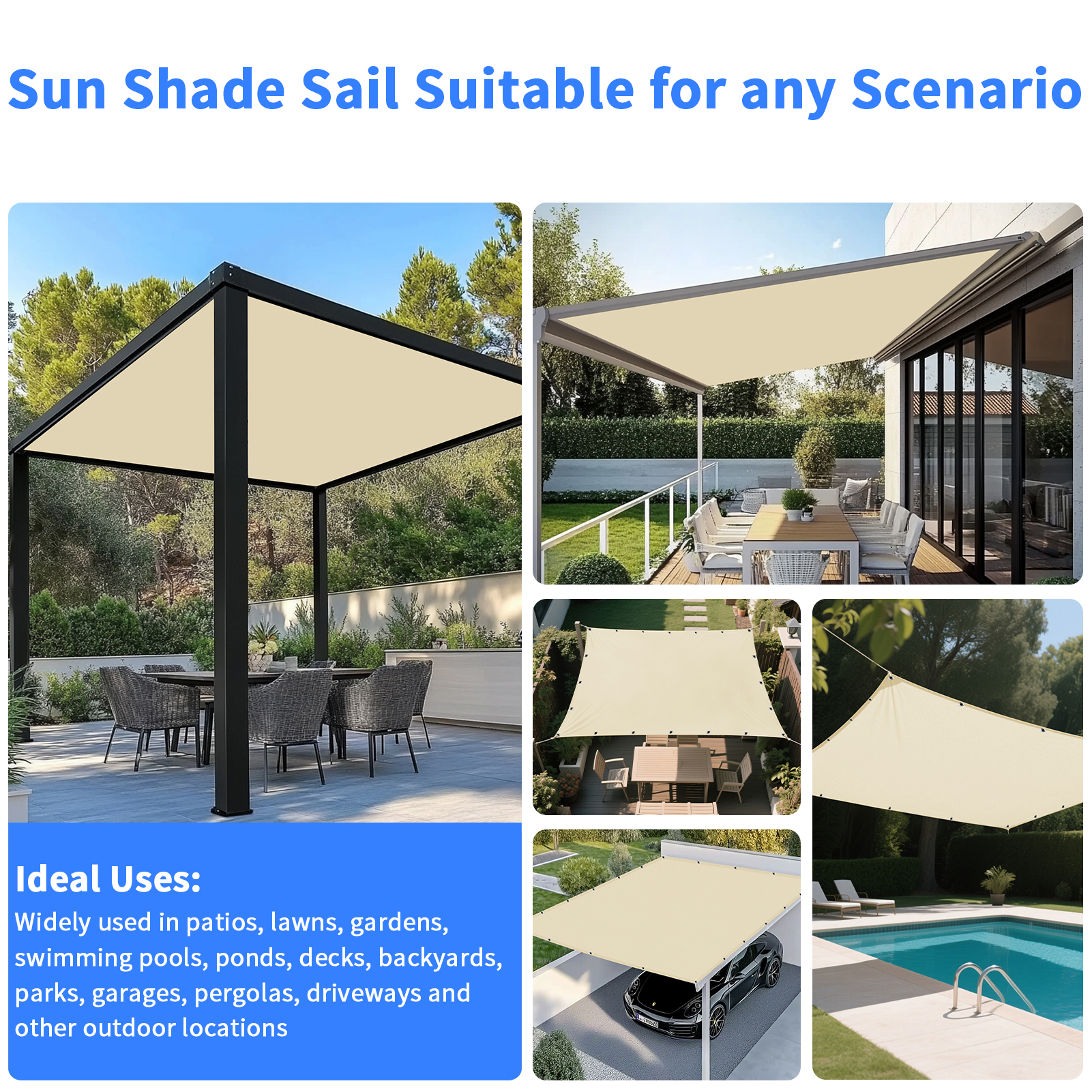5x4m 4x3m 3x2m Garden Sun Shad - Outdoor Camping Equipment recensione e prezzo