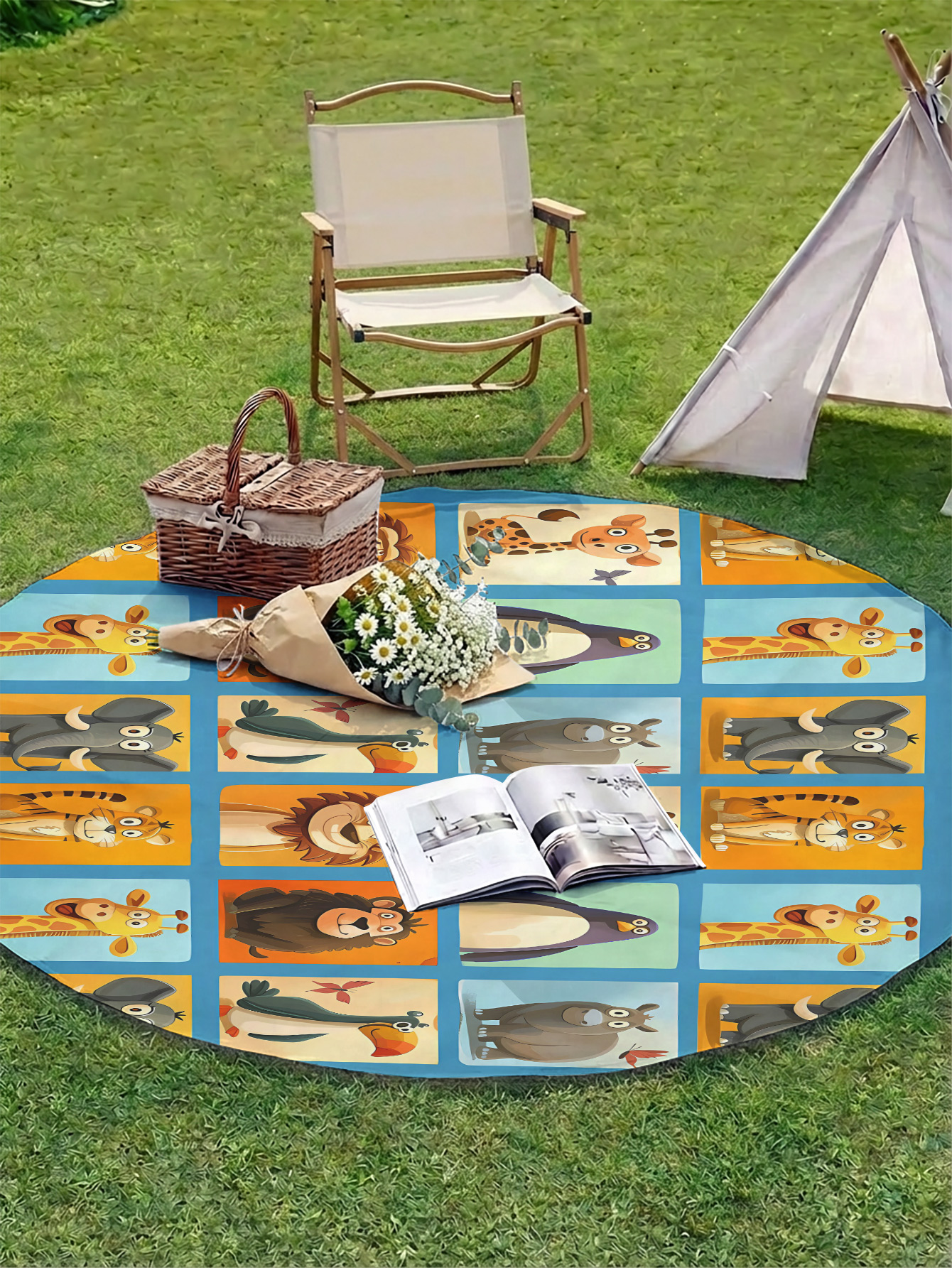 Cute Jungle Animal Print Round - Outdoor Camping Mats Large recensione e prezzo