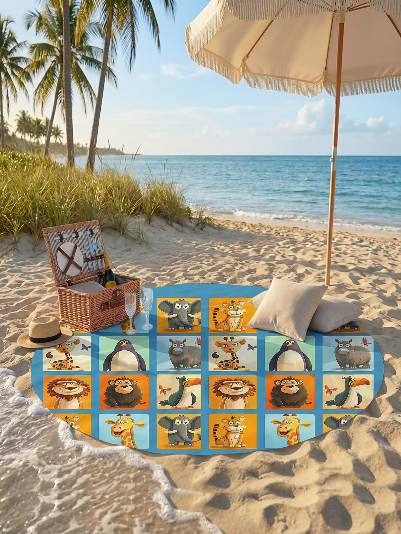 Cute Jungle Animal Print Round - Outdoor Camping Mats Large recensione e prezzo