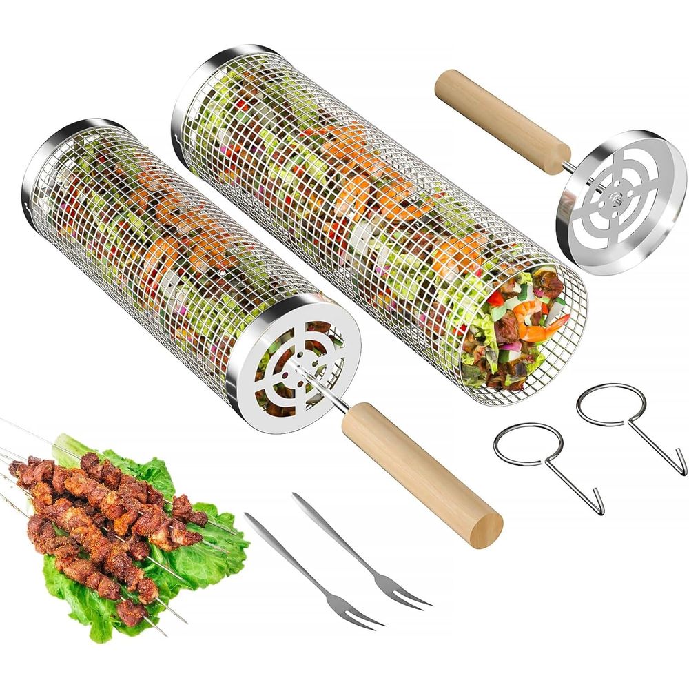 Set of 2 Stainless Steel BBQ G - Outdoor Camping Bbq recensione e prezzo