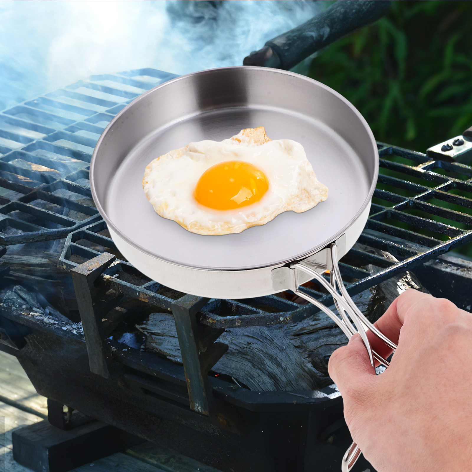 Portable Frying Pan Stainless  - Outdoor Camping Griddle recensione e prezzo