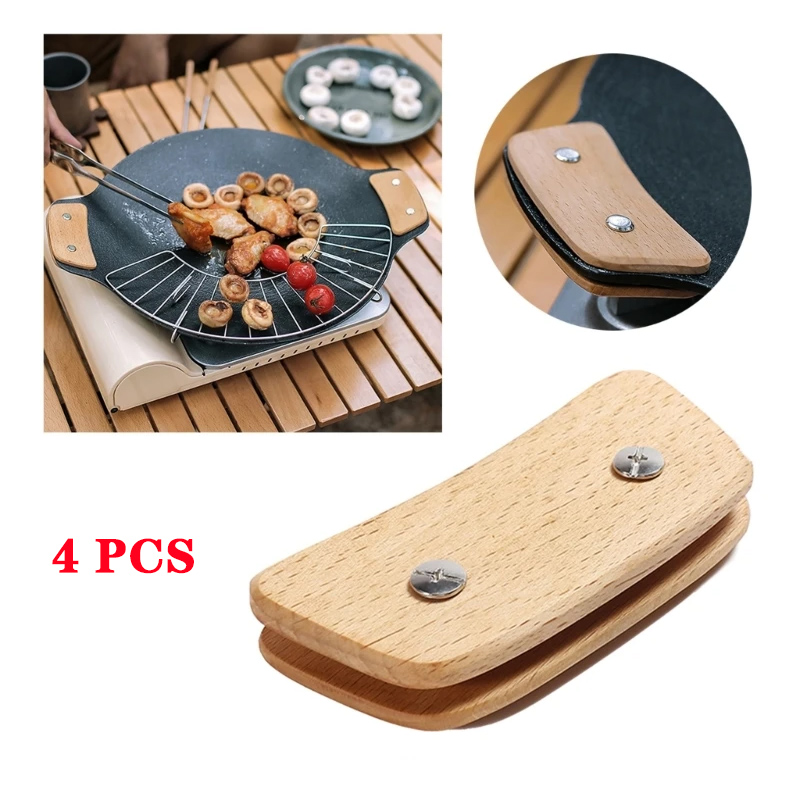 Wooden BBQ Pan Handle Anti Sca - Outdoor Camping Griddle recensione e prezzo