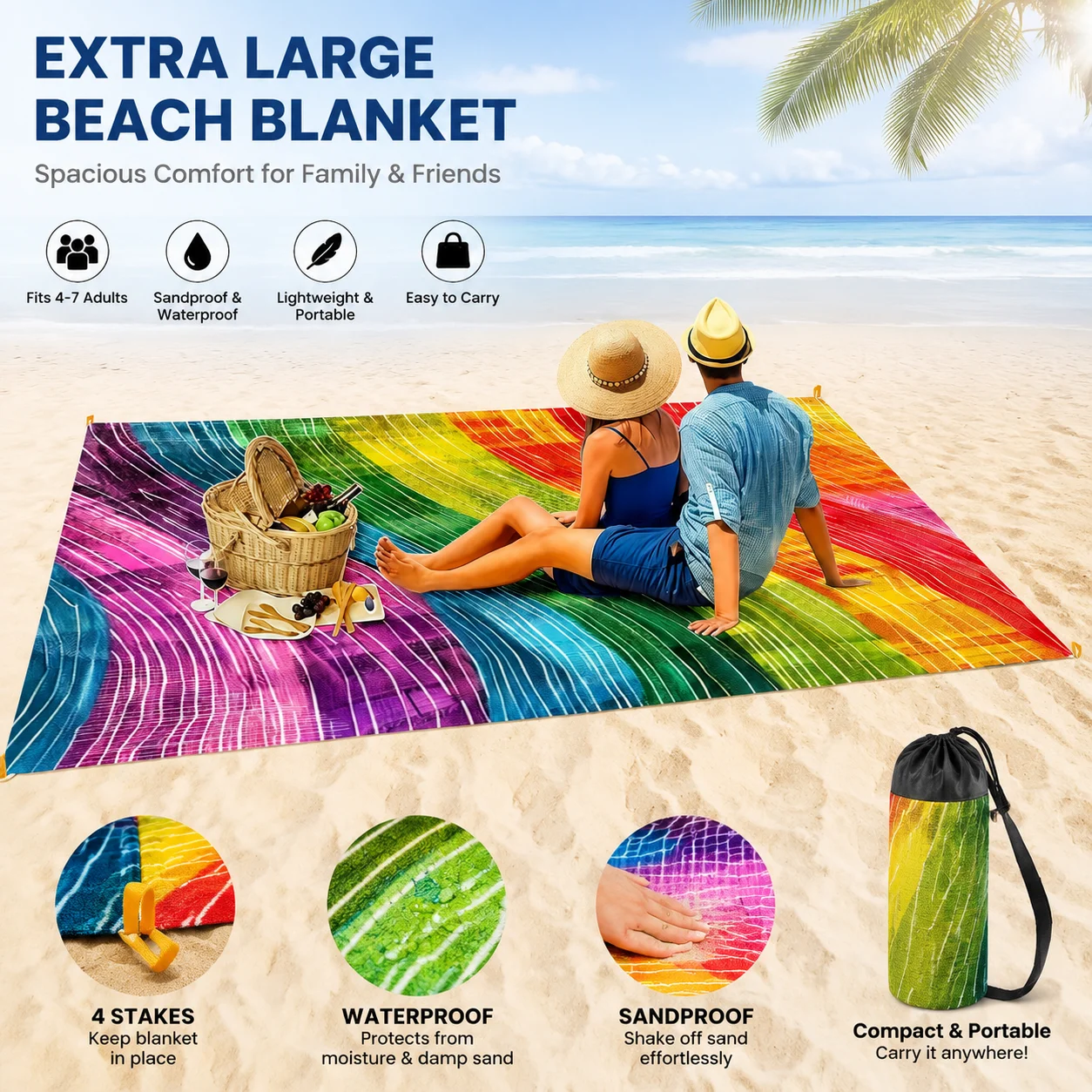 200x240cm Rainbow Beach Mat Sa - Outdoor Camping Mats Large recensione e prezzo