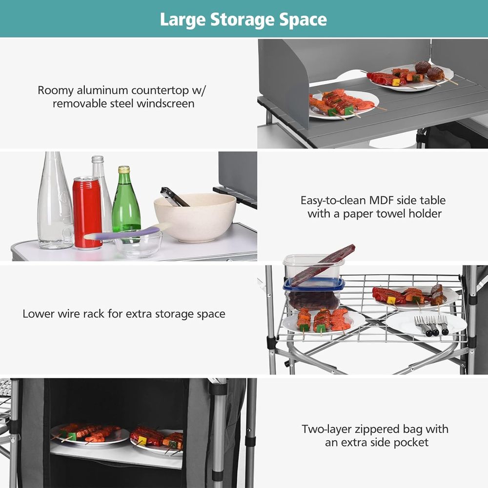 Camping Kitchen Table, Portabl - Outdoor Camping Kitchen Table recensione e prezzo