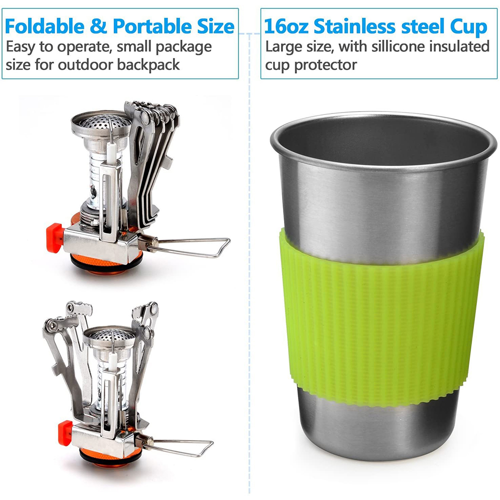 Camping Cookware Kit with Stov - Outdoor Camping Kitchen Table recensione e prezzo